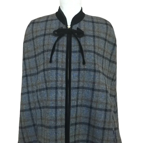 J.Crew Wool Zip Plaid Cape - Picture 6 of 15